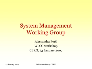 System Management  Working Group