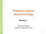 Problemy wyboru ekonomicznego