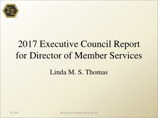 2017 Executive Council Report for Director of Member Services
