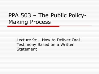 PPA 503 – The Public Policy-Making Process