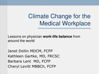 Climate Change for the Medical Workplace