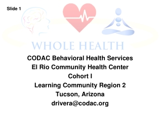 CODAC Behavioral Health Services El Rio Community Health Center Cohort I