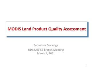 MODIS Land Product Quality Assessment