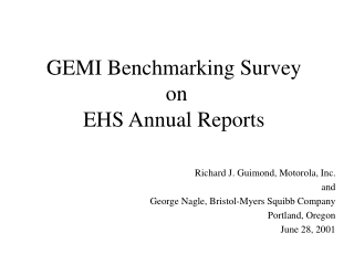 GEMI Benchmarking Survey  on  EHS Annual Reports