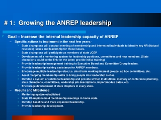 # 1:  Growing the ANREP leadership