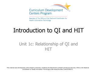 Introduction to QI and HIT