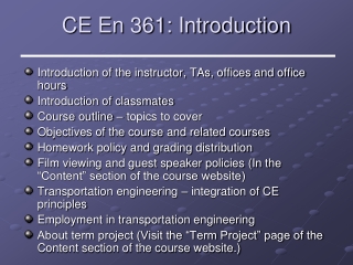 CE En 361: Introduction