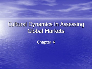 Cultural Dynamics in Assessing Global Markets