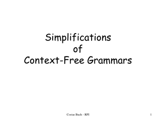Simplifications  of  Context-Free Grammars