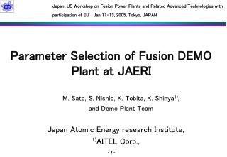 Parameter Selection of Fusion DEMO Plant at JAERI