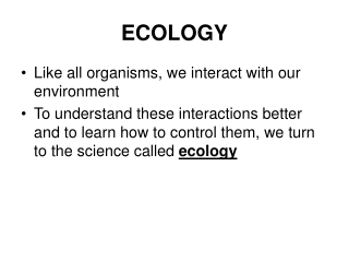 ECOLOGY