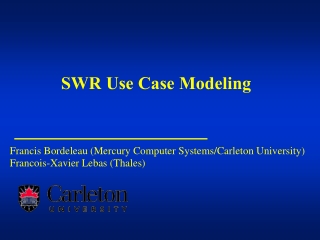 SWR Use Case Modeling