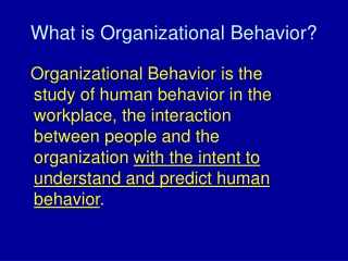 What is Organizational Behavior?