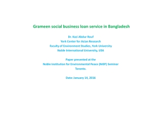 Grameen social business loan service in Bangladesh