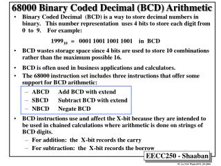 68000 Binary Coded Decimal (BCD) Arithmetic