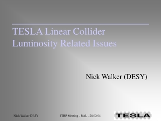 TESLA Linear Collider Luminosity Related Issues