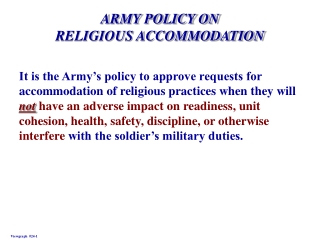 ARMY POLICY ON RELIGIOUS ACCOMMODATION