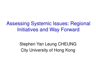 Assessing Systemic Issues: Regional Initiatives and Way Forward