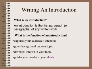 Writing An Introduction