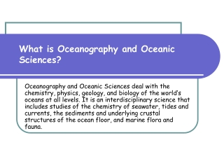 What is Oceanography and Oceanic Sciences?