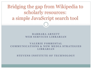 Bridging the gap from Wikipedia to scholarly resources: a simple JavaScript search tool