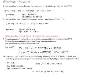 Schaum's Chapter 16 Heat Quantities