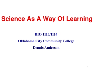 Science As A Way Of Learning