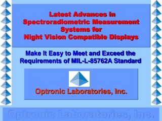 Latest Advances in Spectroradiometric Measurement Systems for  Night Vision Compatible Displays