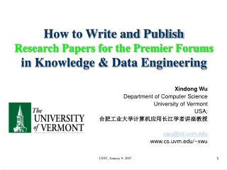 How to Write and Publish  Research Papers for the Premier Forums in Knowledge &amp; Data Engineering