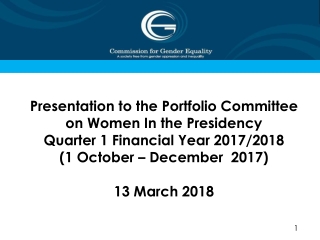 Presentation to the Portfolio Committee on Women In the Presidency