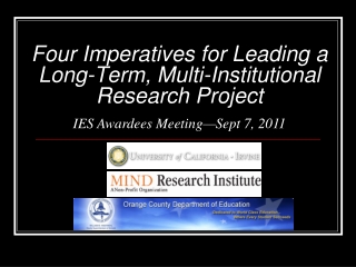 Four Imperatives for Leading a Long-Term, Multi-Institutional Research Project