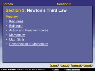 Section 3:  Newton’s Third Law