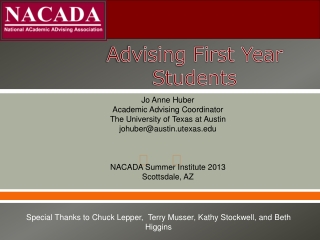 Advising First Year Students
