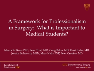 A Framework for Professionalism in Surgery:  What is Important to Medical Students?