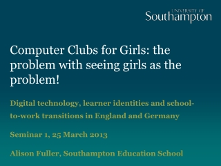 Computer Clubs for Girls: the problem with seeing girls as the problem!