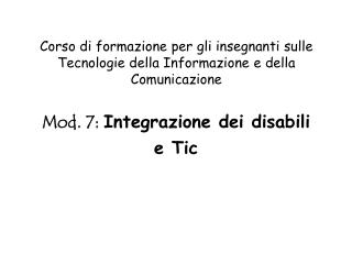 Corso di formazione per gli insegnanti sulle Tecnologie della Informazione e della Comunicazione