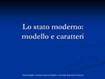 Lo stato moderno: modello e caratteri