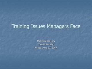 Training Issues Managers Face