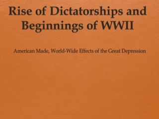 Rise  of Dictatorships and  Beginnings  of WWII