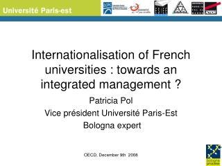 Internationalisation of French universities : towards an integrated management ?