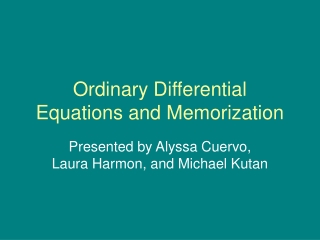Ordinary Differential Equations and Memorization