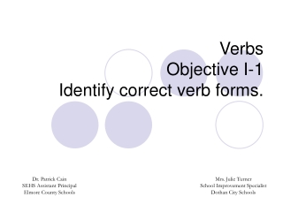 Verbs Objective I-1 Identify correct verb forms.