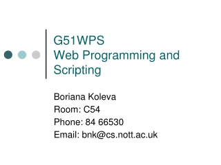 G51WPS Web Programming and Scripting