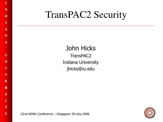 TransPAC2 Security