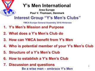 Y’s Men International Area Europe  Poul V. Thomsen, Denmark