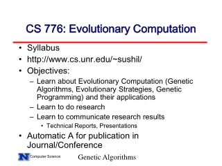 CS 776: Evolutionary Computation