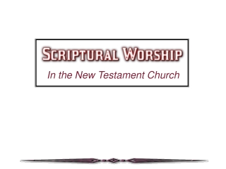 In the New Testament Church
