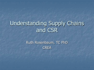Understanding Supply Chains and CSR