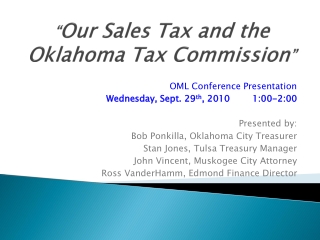 “ Our Sales Tax and the Oklahoma Tax Commission ”