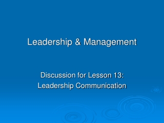 Leadership &amp; Management